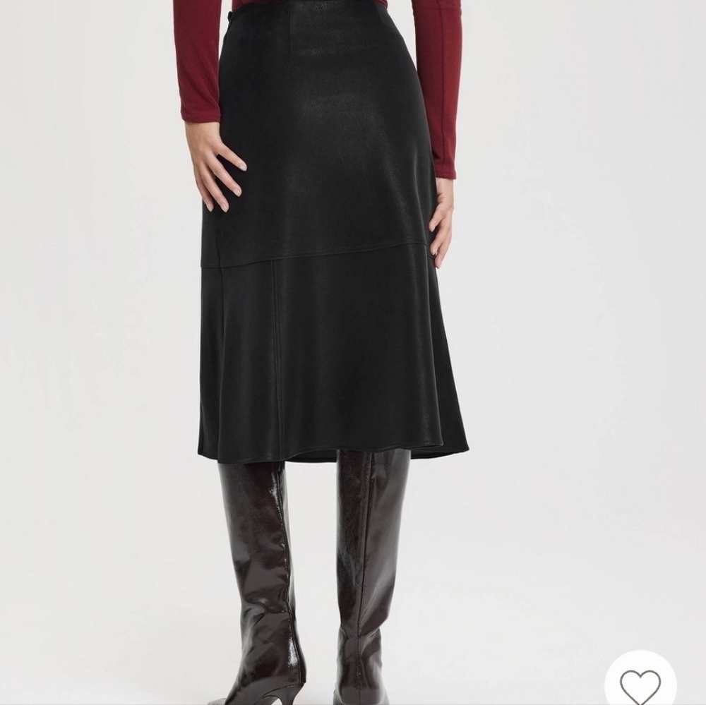 Ladies Fit And Flare Faux Leather A- line Midi Skirt